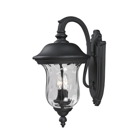 Z-Lite Armstrong Outdoor Wall Light, Black & Clear Waterglass 534M-BK